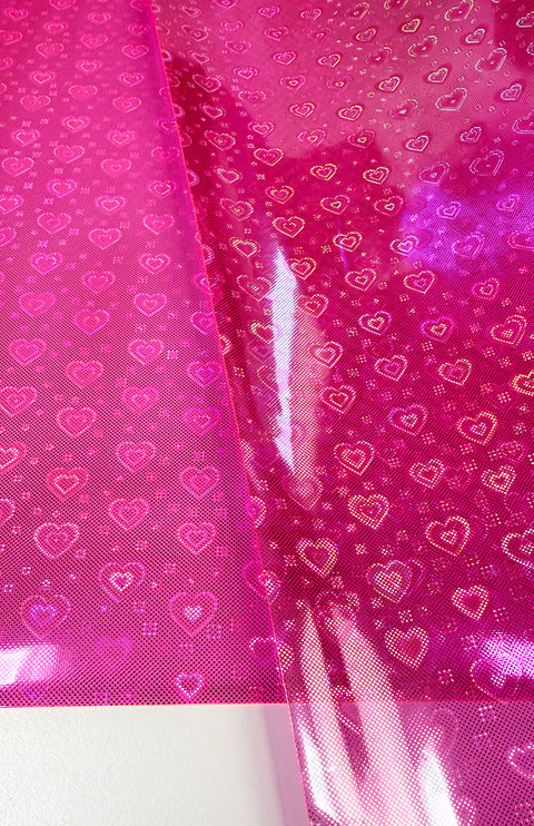 Pink Iridescent Neon Heart PVC Vinyl