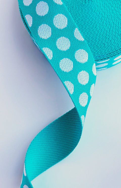 Turquoise Polka Dots - 2in Handle Webbing