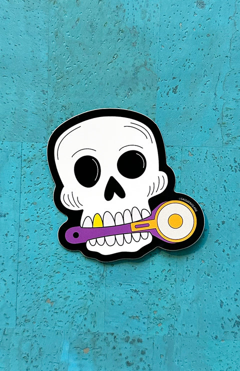 Skull & Rotary Cutter Sticker