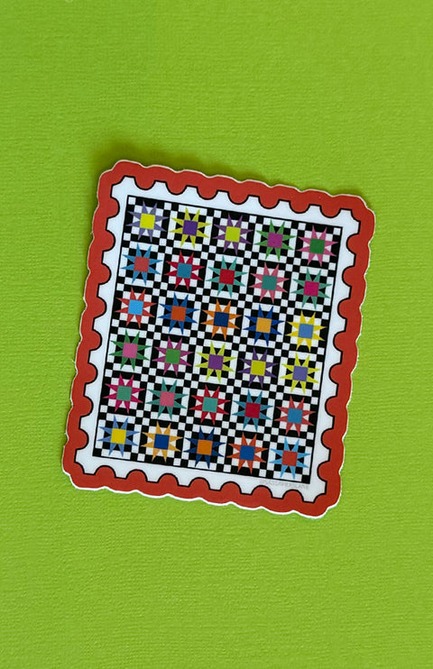 Postage Stamp Quilt Sticker