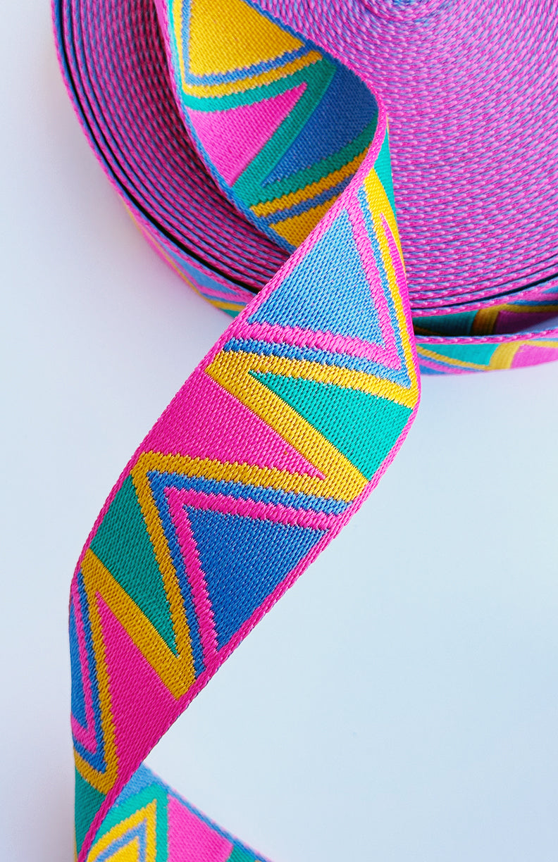 Bright Pink Triangles - 2in Handle Webbing