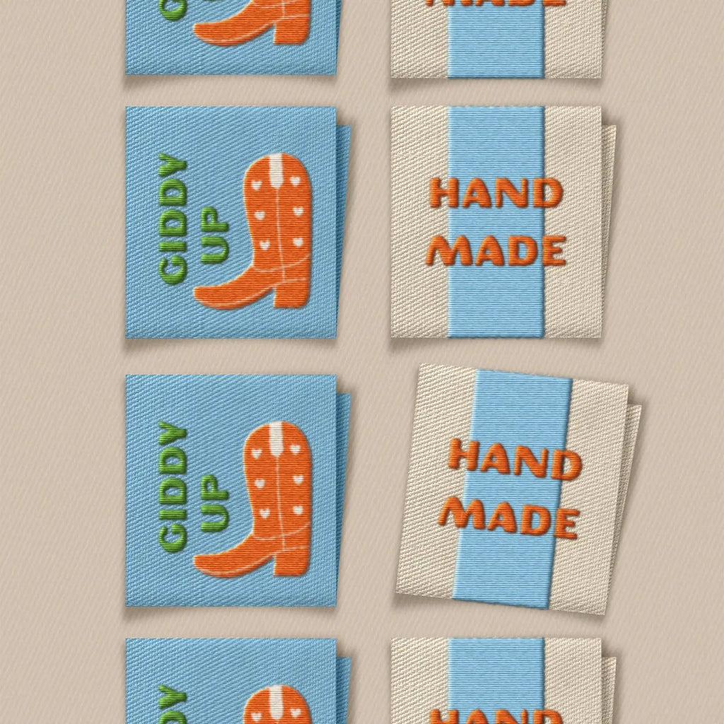 Hand Made / Cowboy Boot Square Sew-in Labels