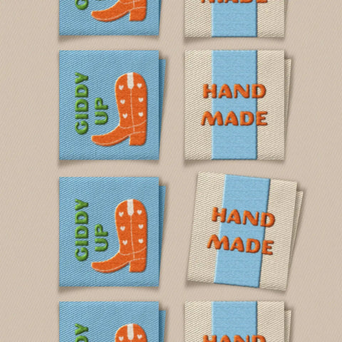 Hand Made / Cowboy Boot Square Sew-in Labels