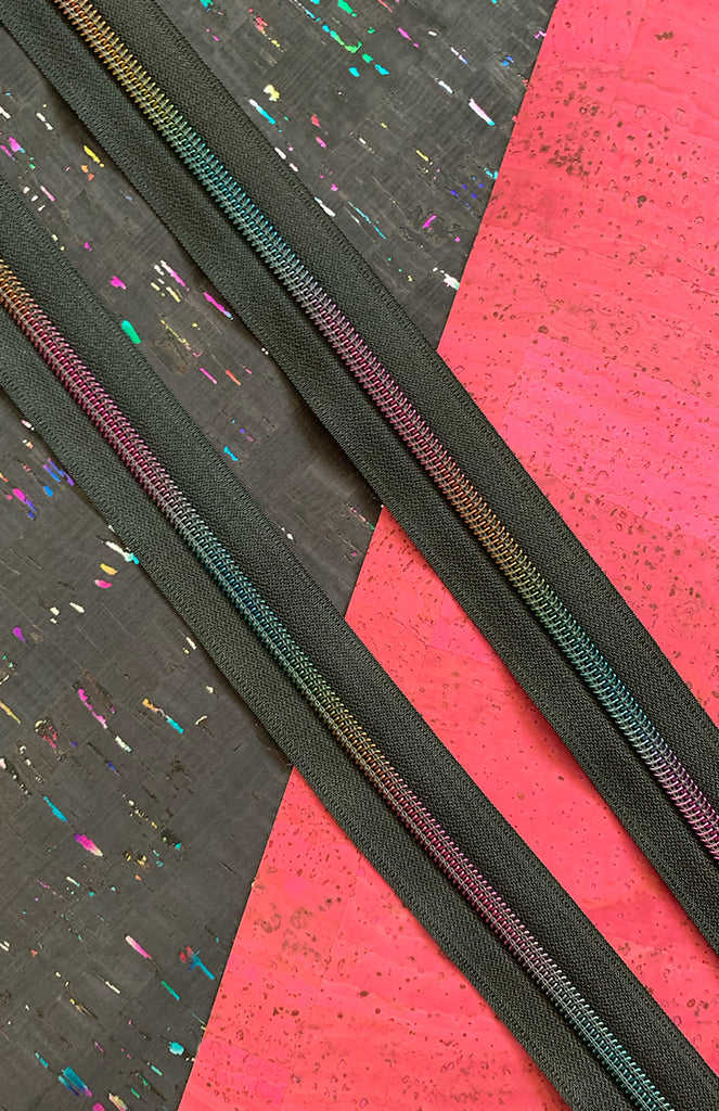 Pink Stripe Zipper Tape with Nickel teeth - Sassafras Lane Designs