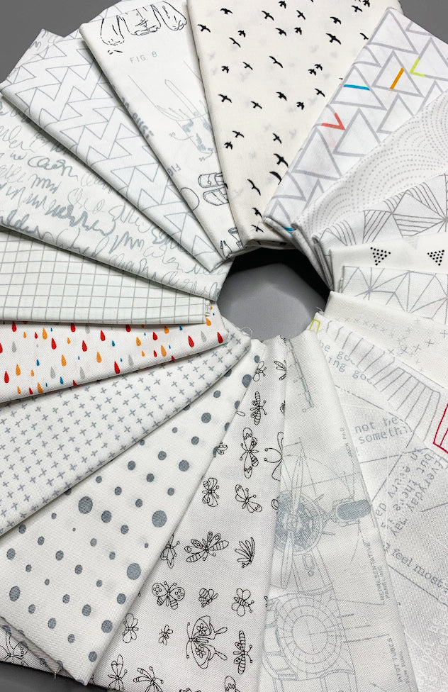 White Low Volume Precuts Fat Quarter Bundle (lv.10fq) by Mixed Designers for Southern Fabric