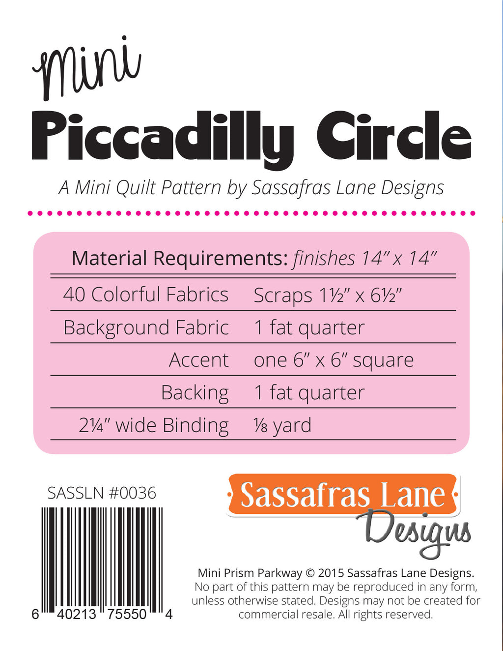 Mini Piccadilly Circle Quilt Pattern – Sassafras Lane Designs