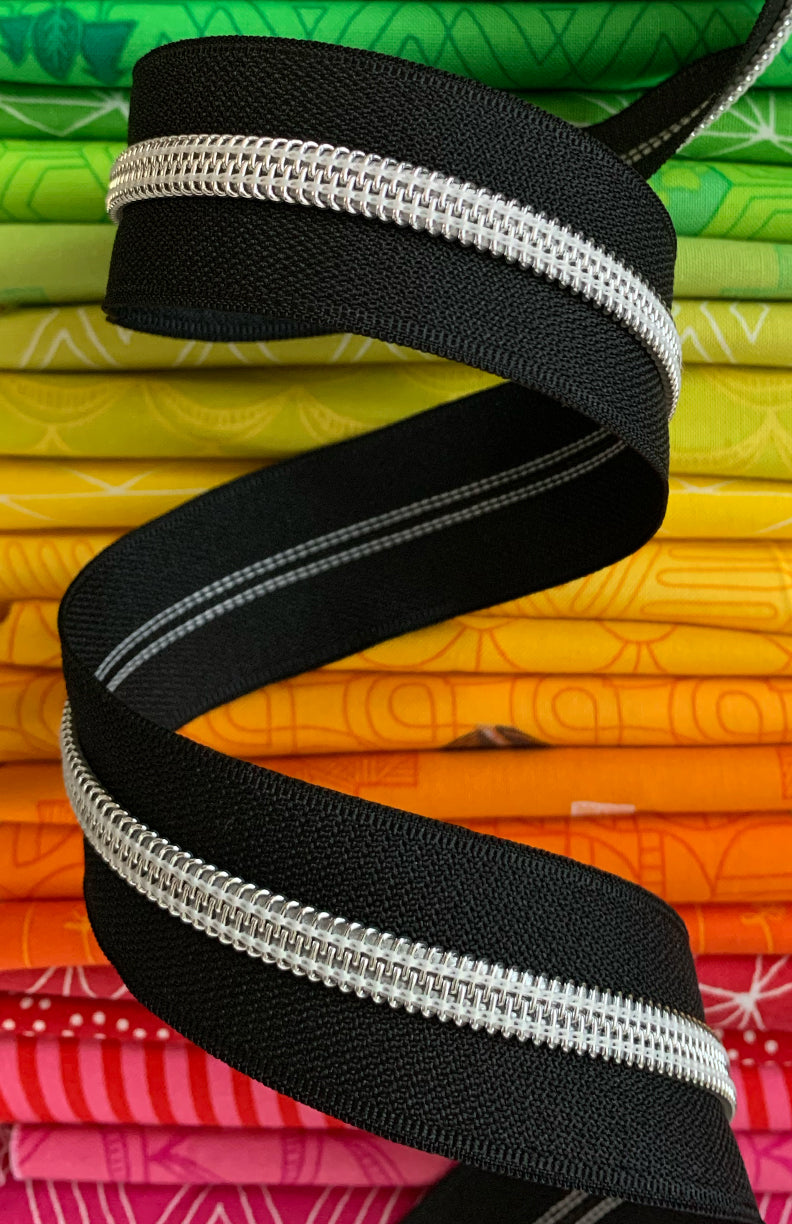 Black Zipper Tape with Iridescent teeth - Sassafras Lane Designs
