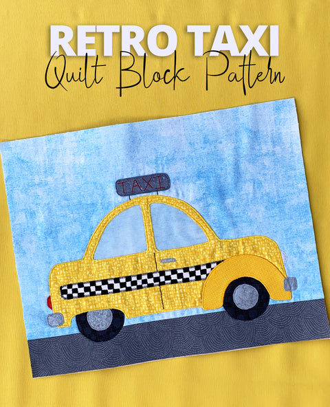 Retro Taxi Cab Quilt Block PDF Pattern